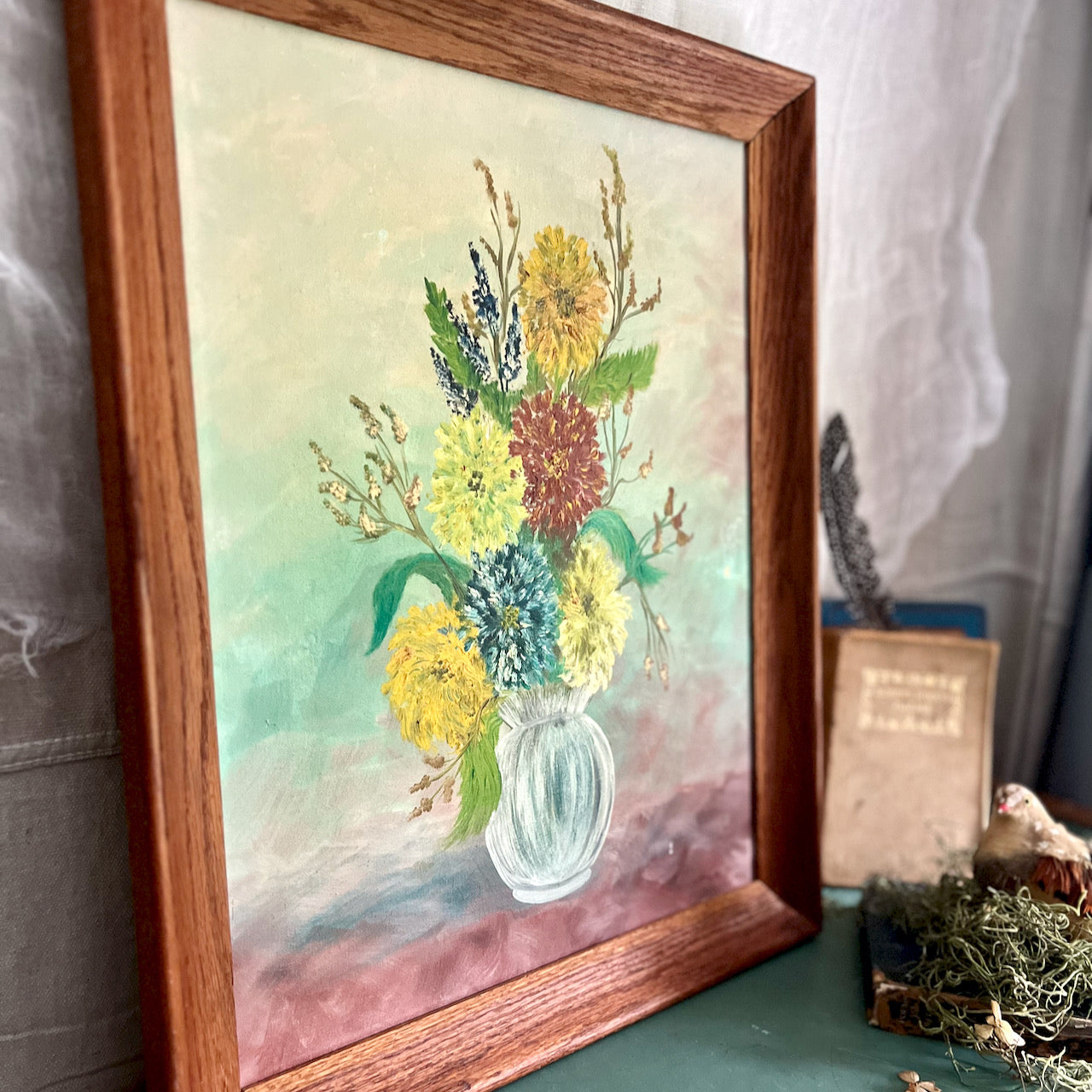 Original Vintage Floral Bouquet Painting