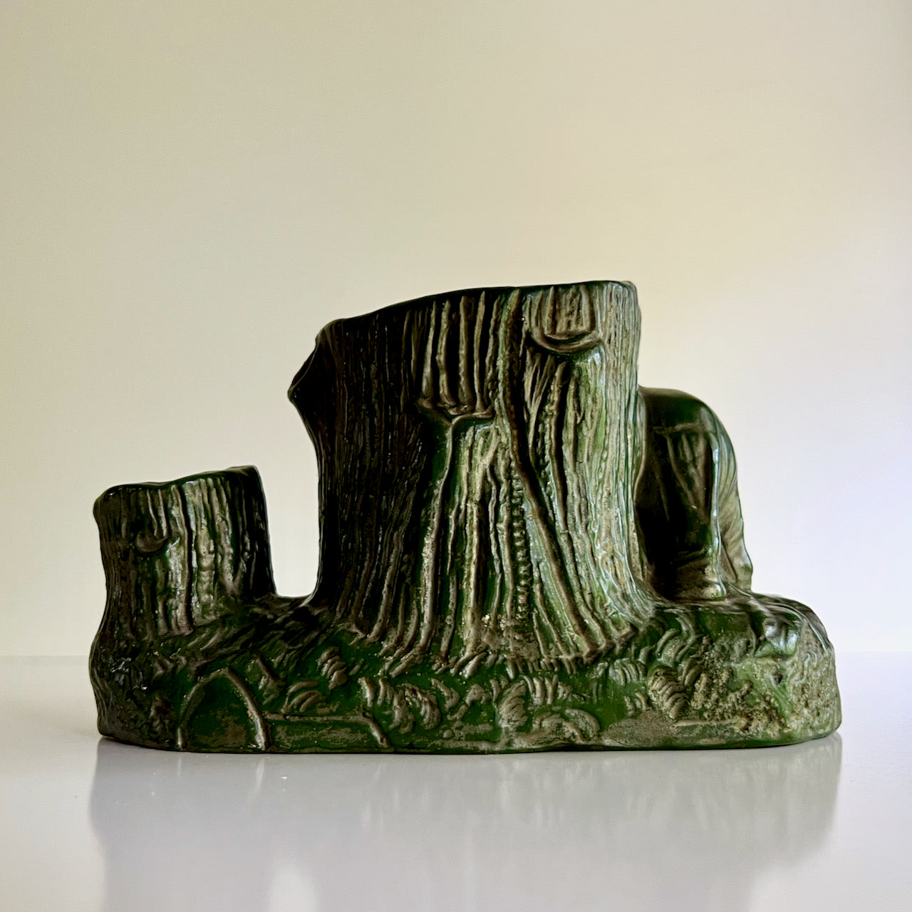 Pottery Elephant and Tree Trunk Match Holder