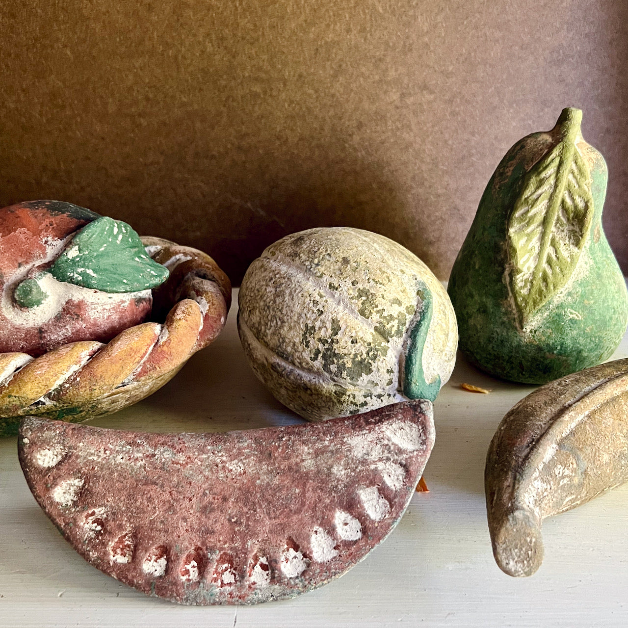 Rustic Plaster Fruit Basket in Fall Colors