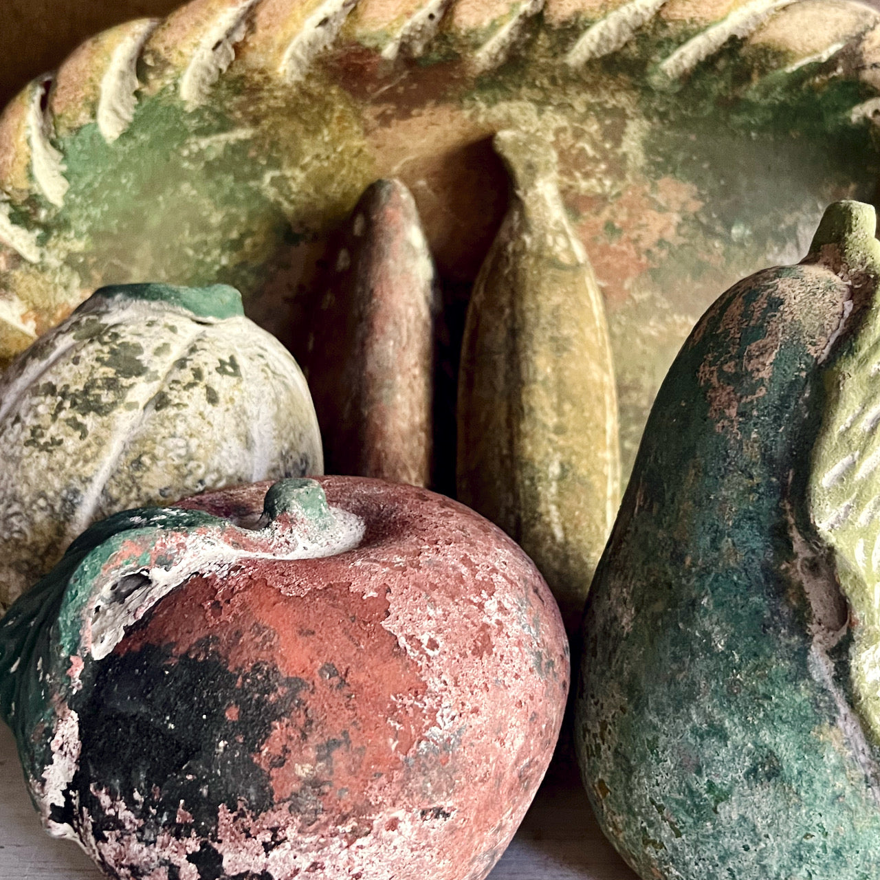 Rustic Plaster Fruit Basket in Fall Colors