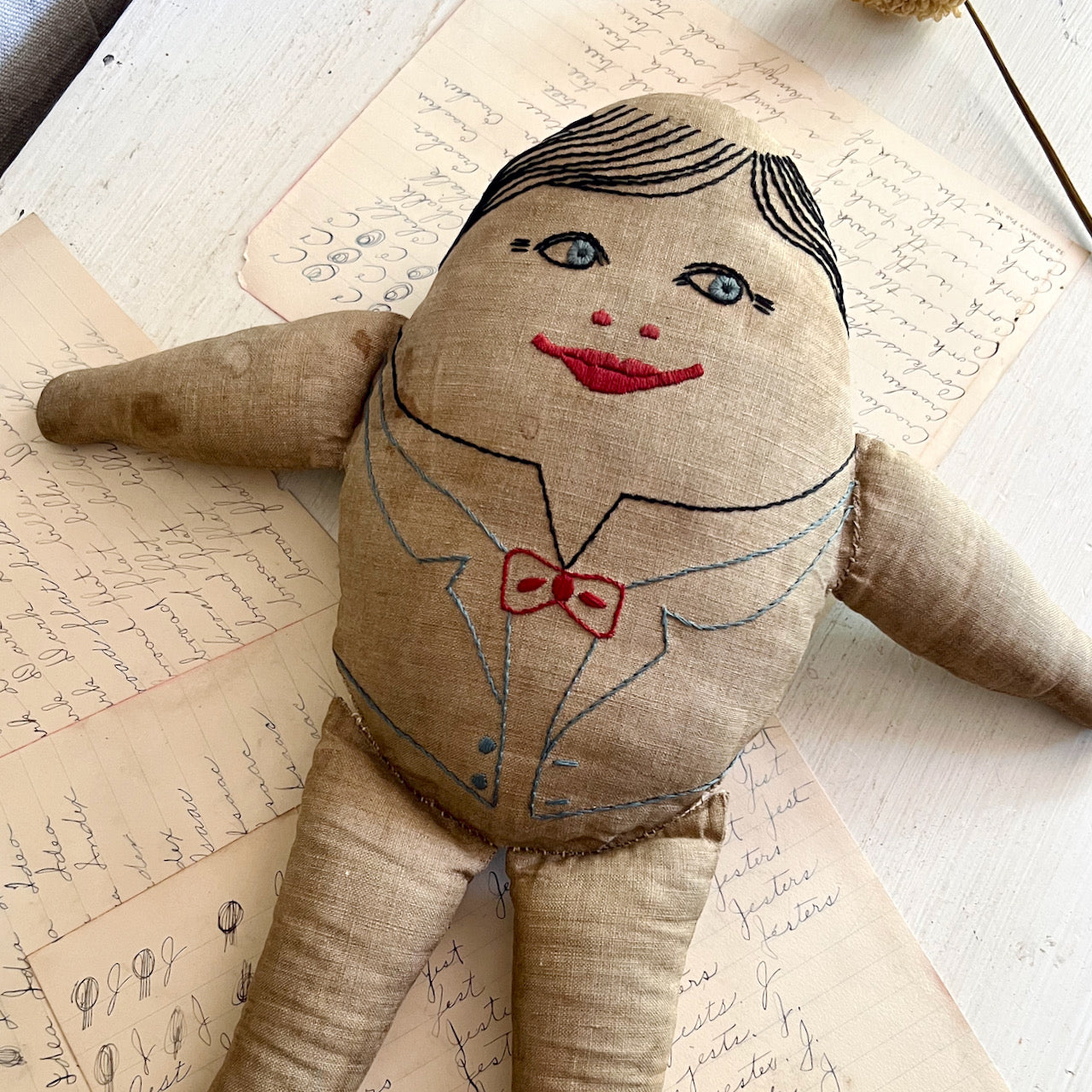 Old Hand Sewn Humpty Dumpty Cloth Doll