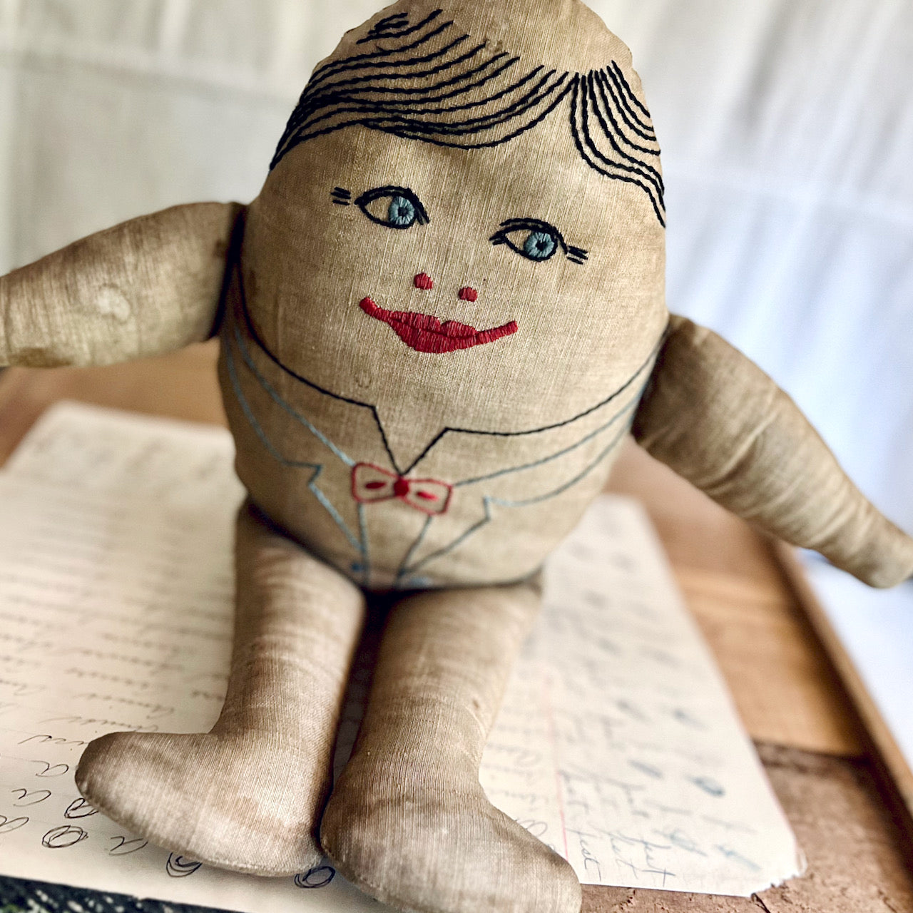 Old Hand Sewn Humpty Dumpty Cloth Doll