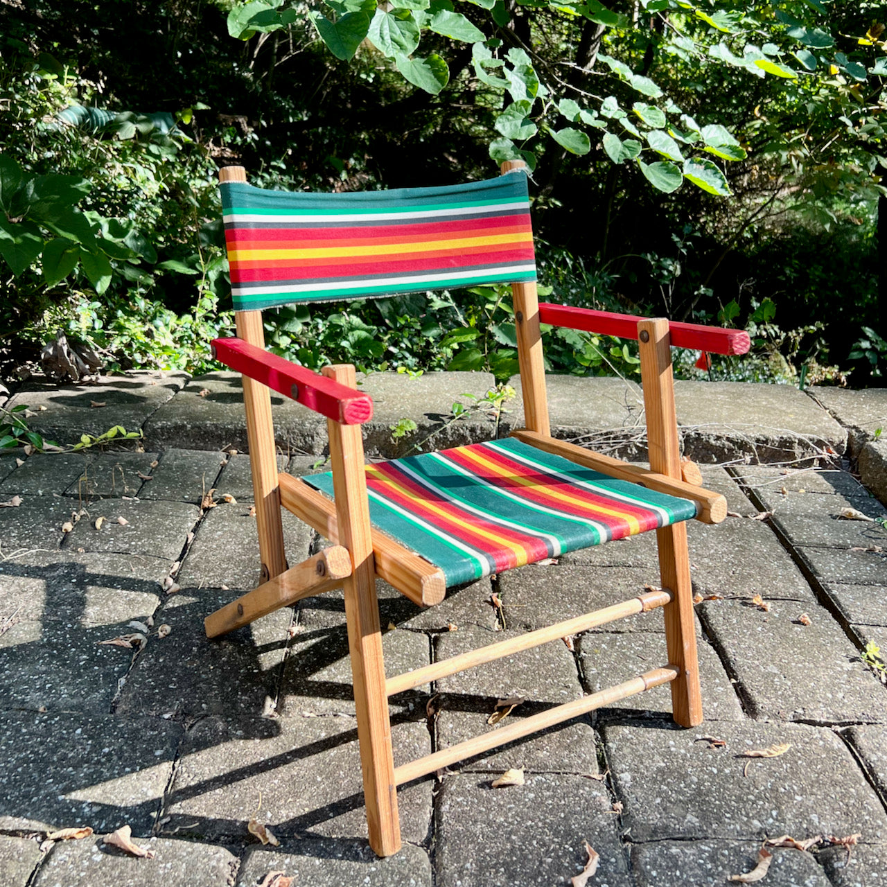 Vintage Striped Child's Folding Camp Chair