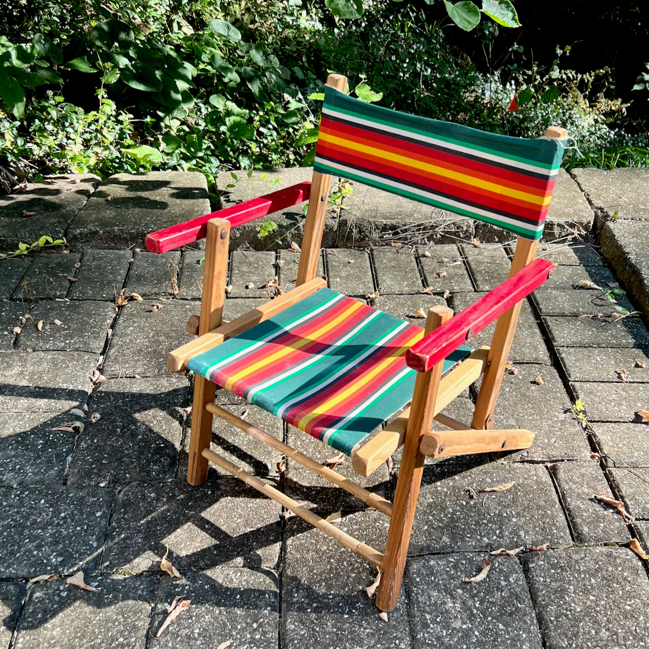 Vintage Striped Child's Folding Camp Chair