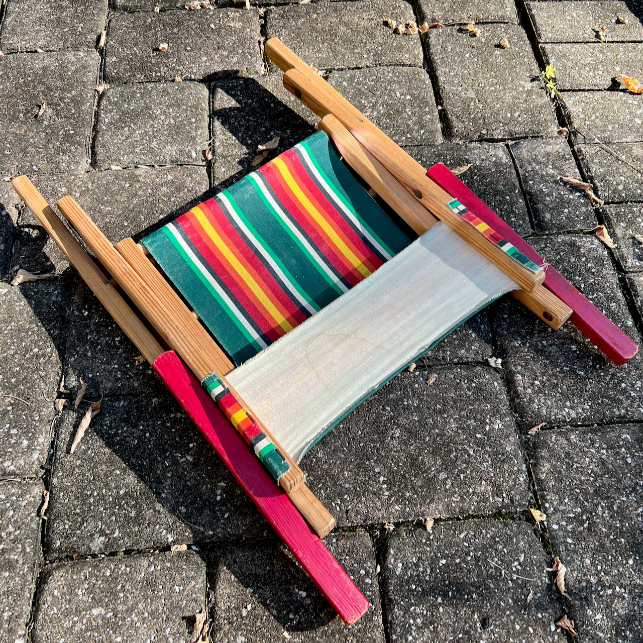 Vintage Striped Child's Folding Camp Chair