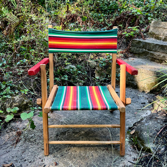 Vintage Striped Child's Folding Camp Chair