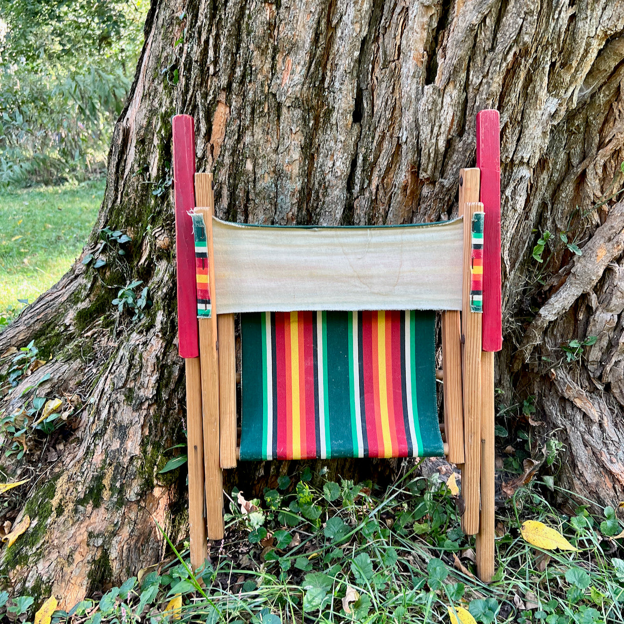 Vintage Striped Child's Folding Camp Chair