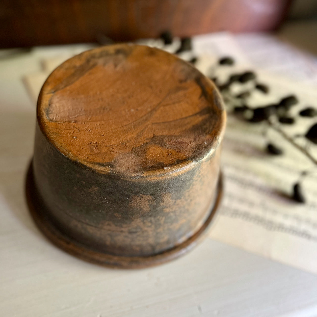 Vintage Pottery Crock Pot with Textured Glaze