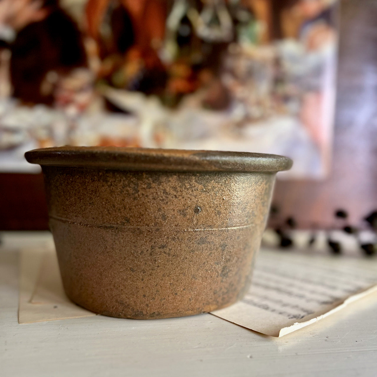 Vintage Pottery Crock Pot with Textured Glaze