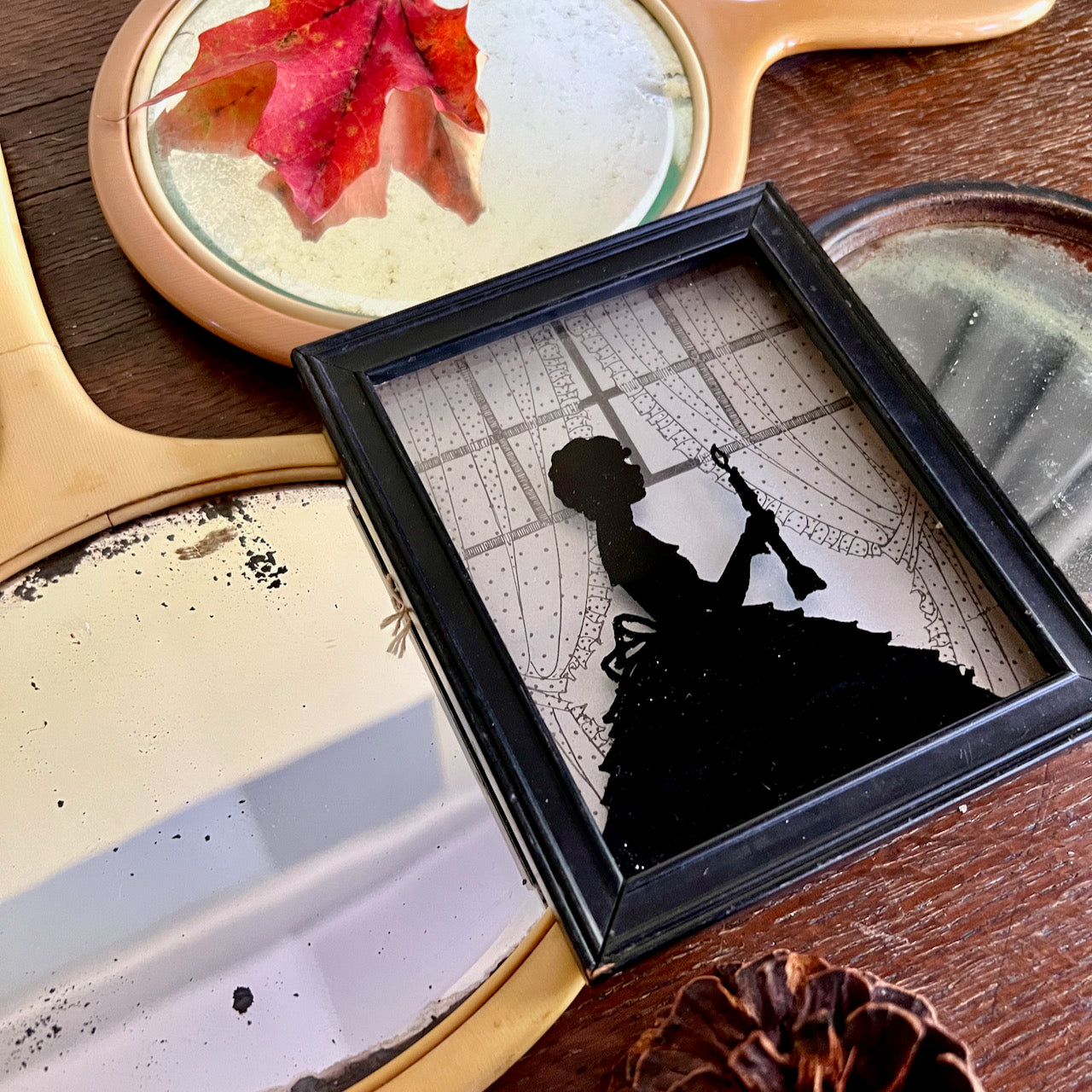 Vintage Hand Mirrors and Bedtime Silhouette Bundle