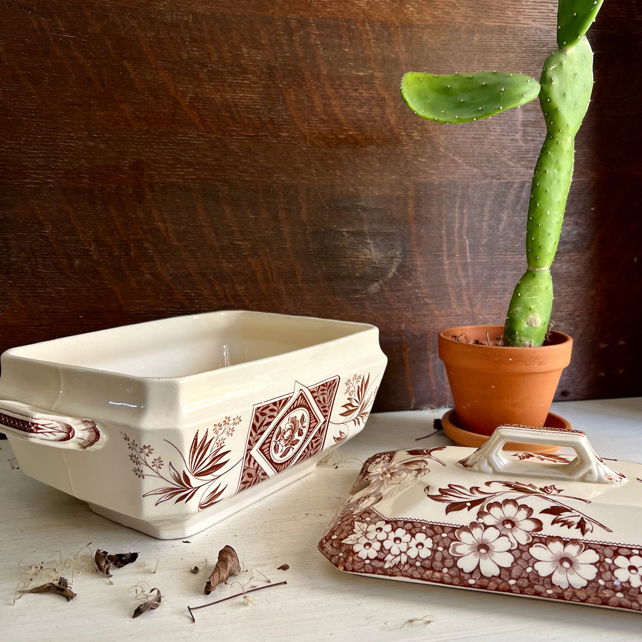 Henry Alcock Brown Transferware Platters & Soup Tureen (c.1880s)