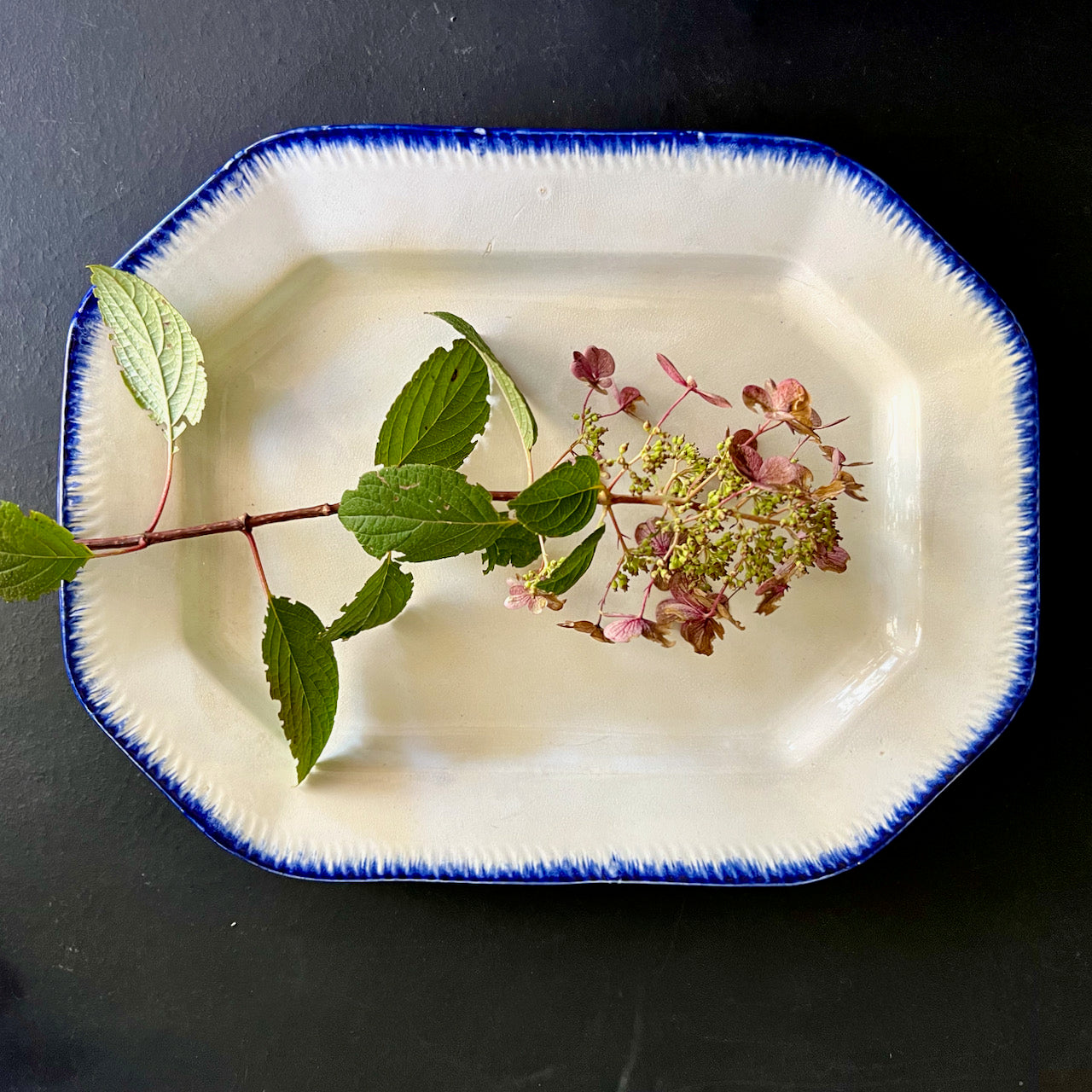 Early Leeds Blue Feather Edge Ironstone Platter (c.mid-1800s)