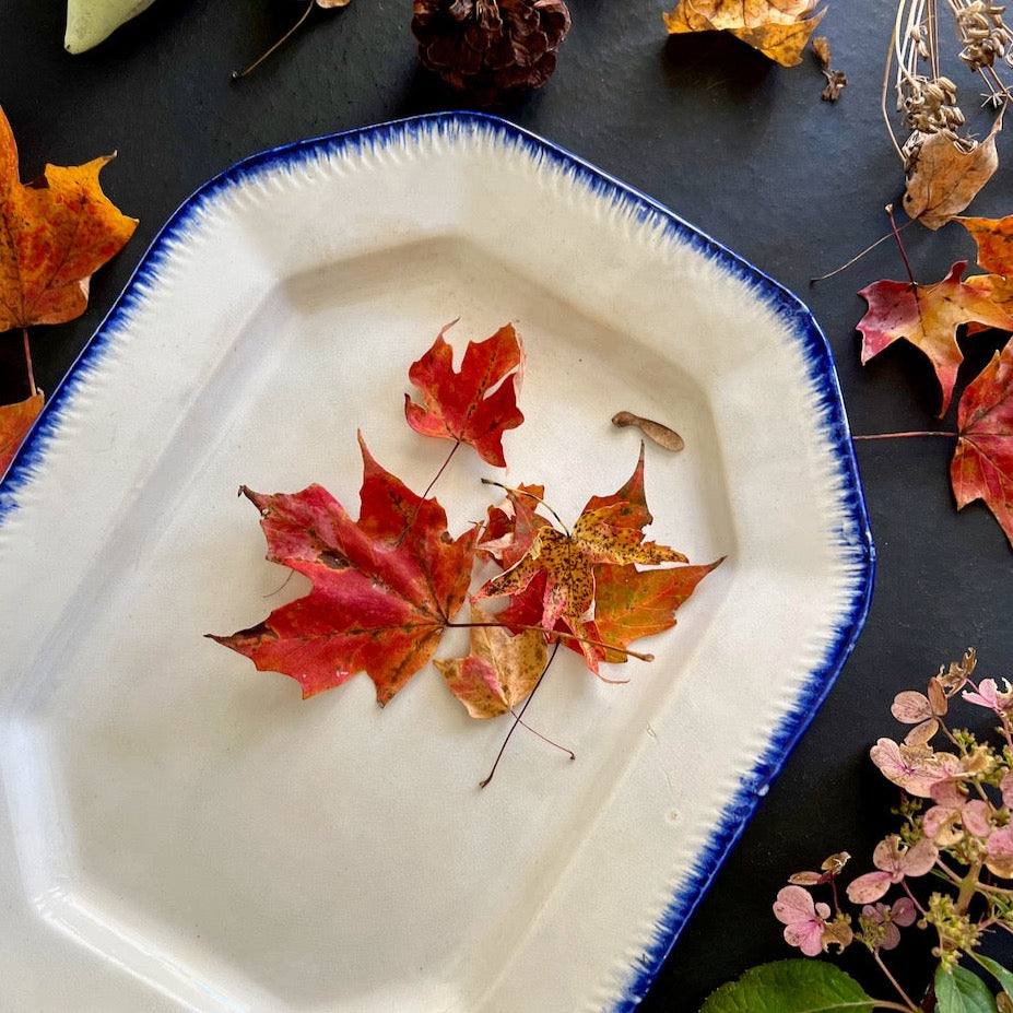 Early Leeds Blue Feather Edge Ironstone Platter (c.mid-1800s)