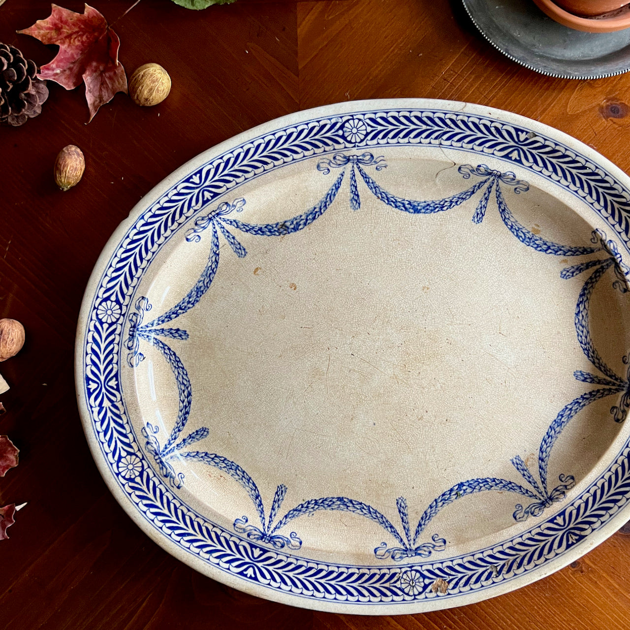 19th Century Wedgwood Etruria England Blue Edge Platter