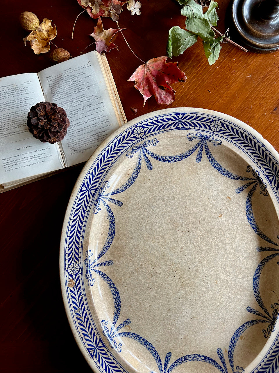 19th Century Wedgwood Etruria England Blue Edge Platter