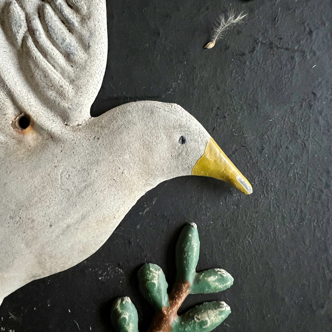 Vintage Painted Cast Metal Seagull Plaque