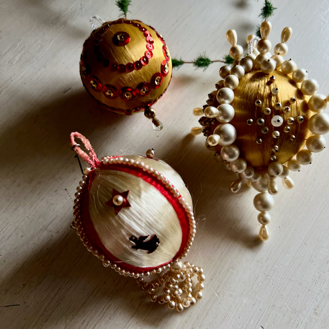 Twelve Vintage Push Pin Christmas Ornaments (c.1960s)
