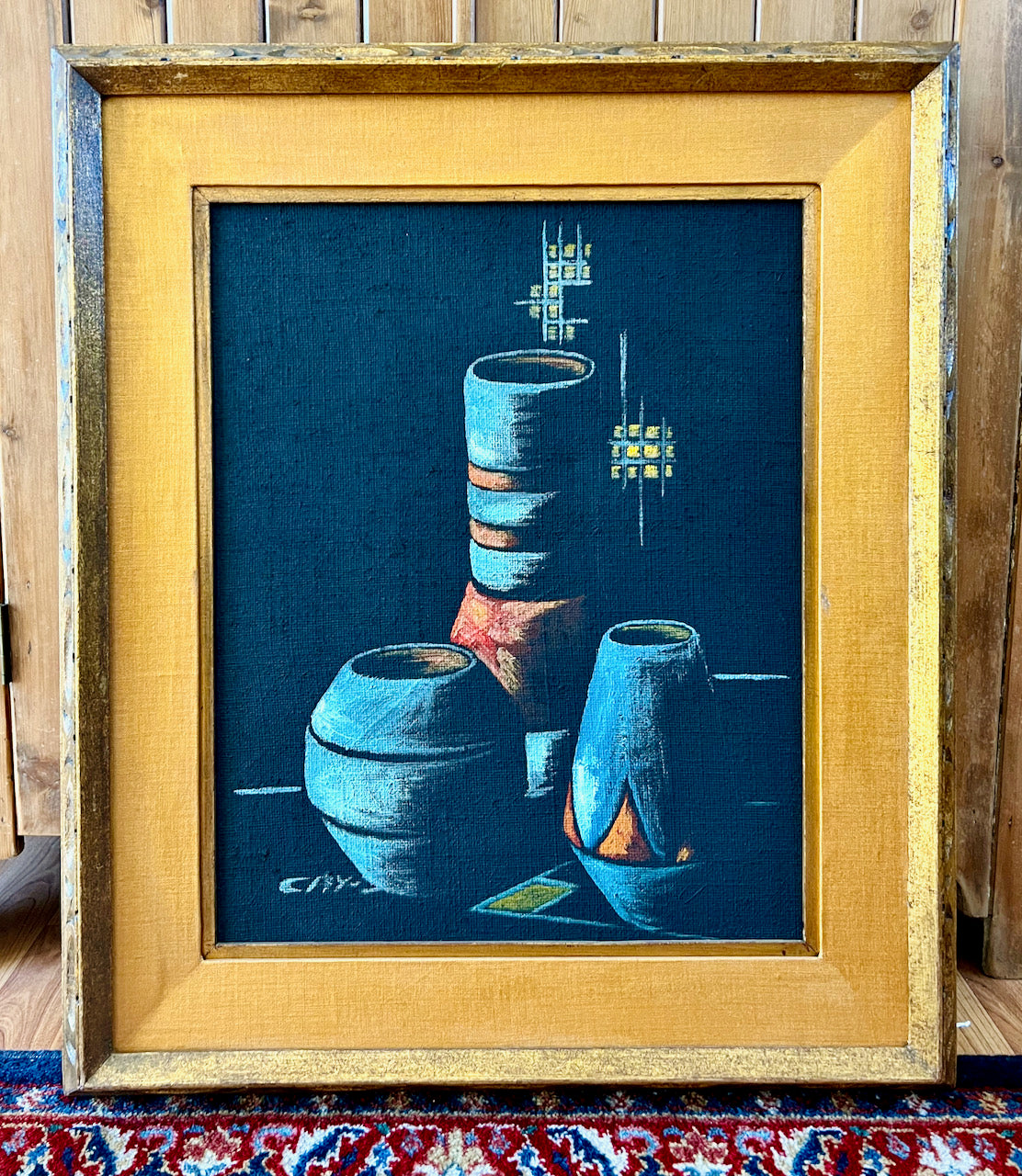 Pair of Cay-Skot Mid Century Vessel Still Life Oil Paintings