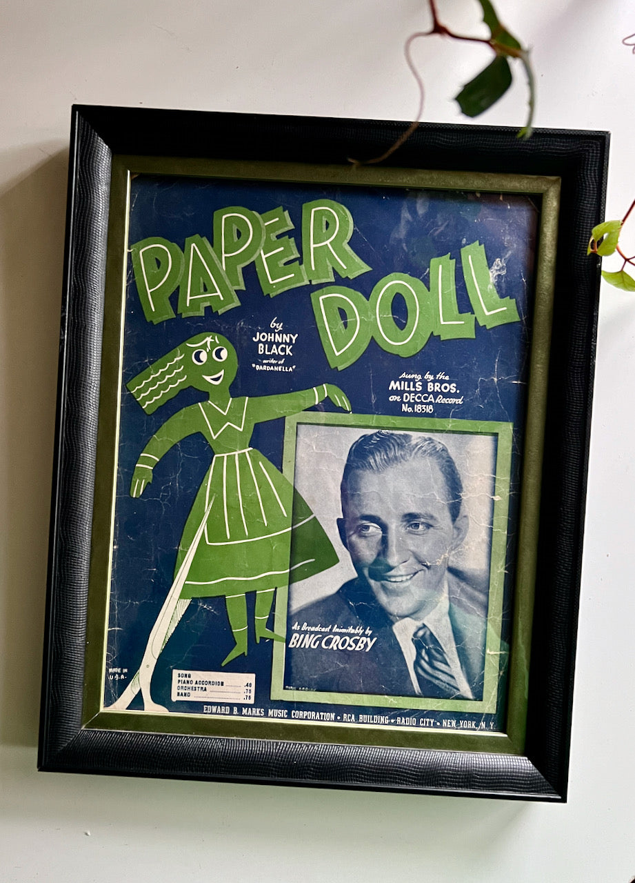 Framed Vintage Sheet Music, It Had To Be You & Paper Doll