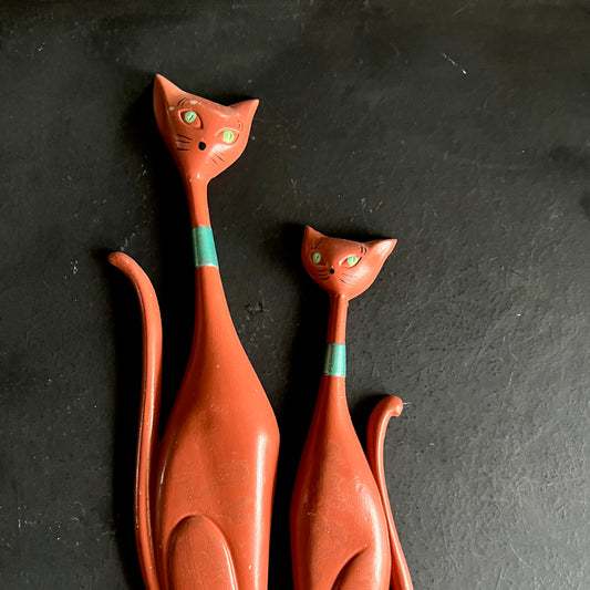 Mid Century Modern Cast Aluminum Siamese Cat Wall Decor (c.1960s)