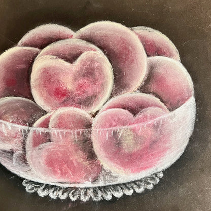 Vintage Bowl of Peaches Chalk Painting (c.1950s)