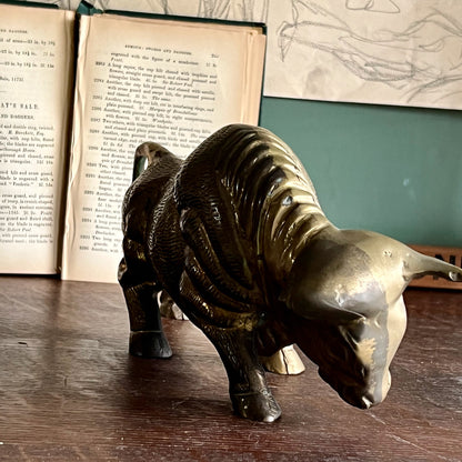 Vintage Brass Bull Sculpture