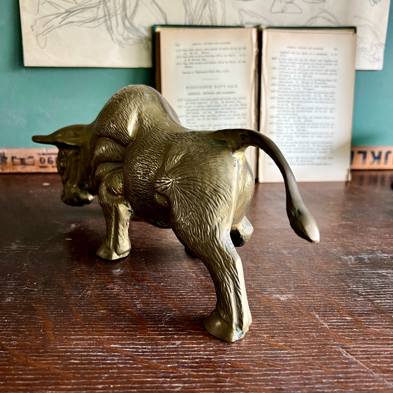 Vintage Brass Bull Sculpture