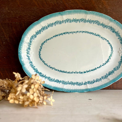 19th Century New Wharf Pottery Teal Transferware Platter