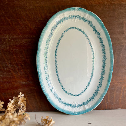 19th Century New Wharf Pottery Teal Transferware Platter