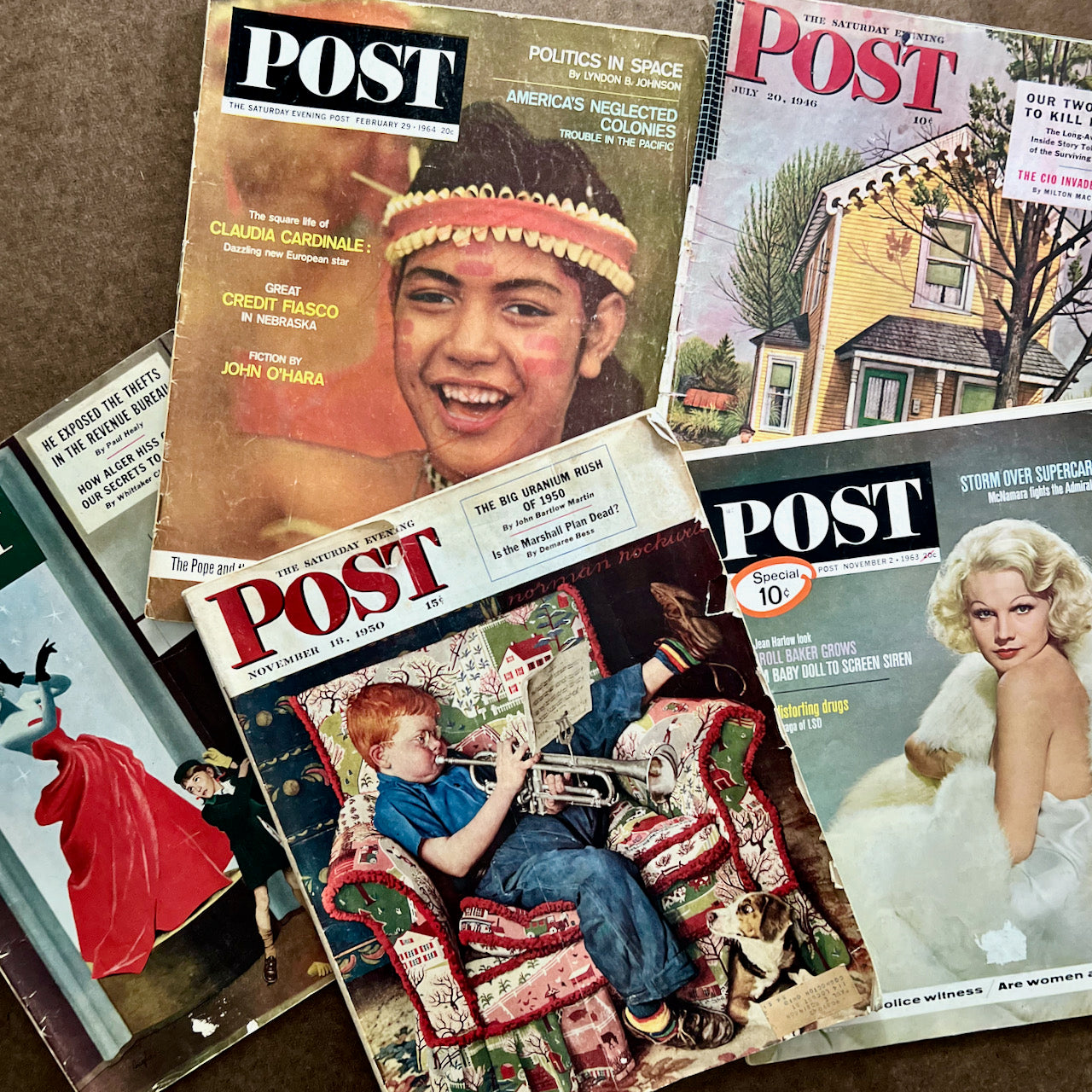 Five Saturday Evening Post Magazines (c.1946-1964)