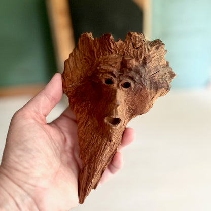 Hand Carved Tree Spirit Folk Art Face