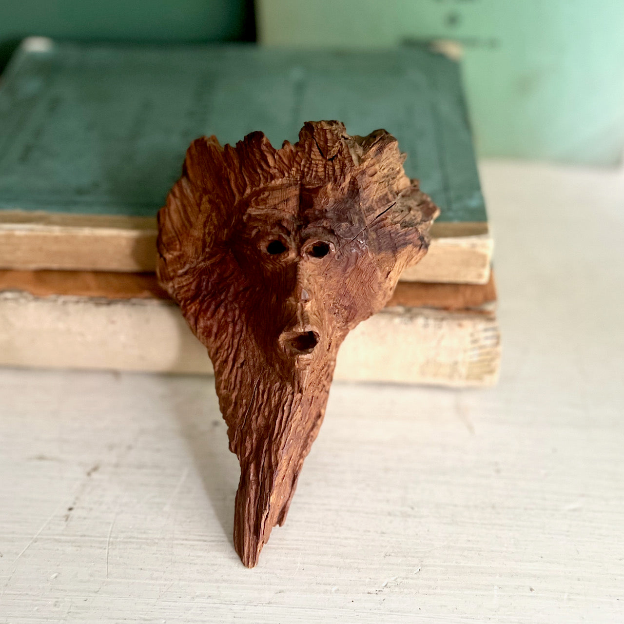 Hand Carved Tree Spirit Folk Art Face