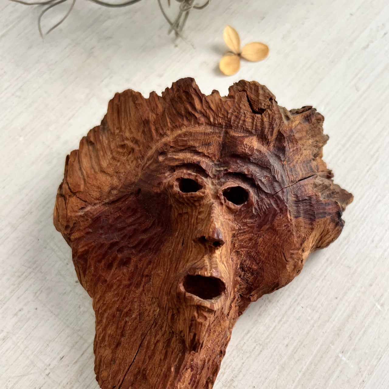 Hand Carved Tree Spirit Folk Art Face