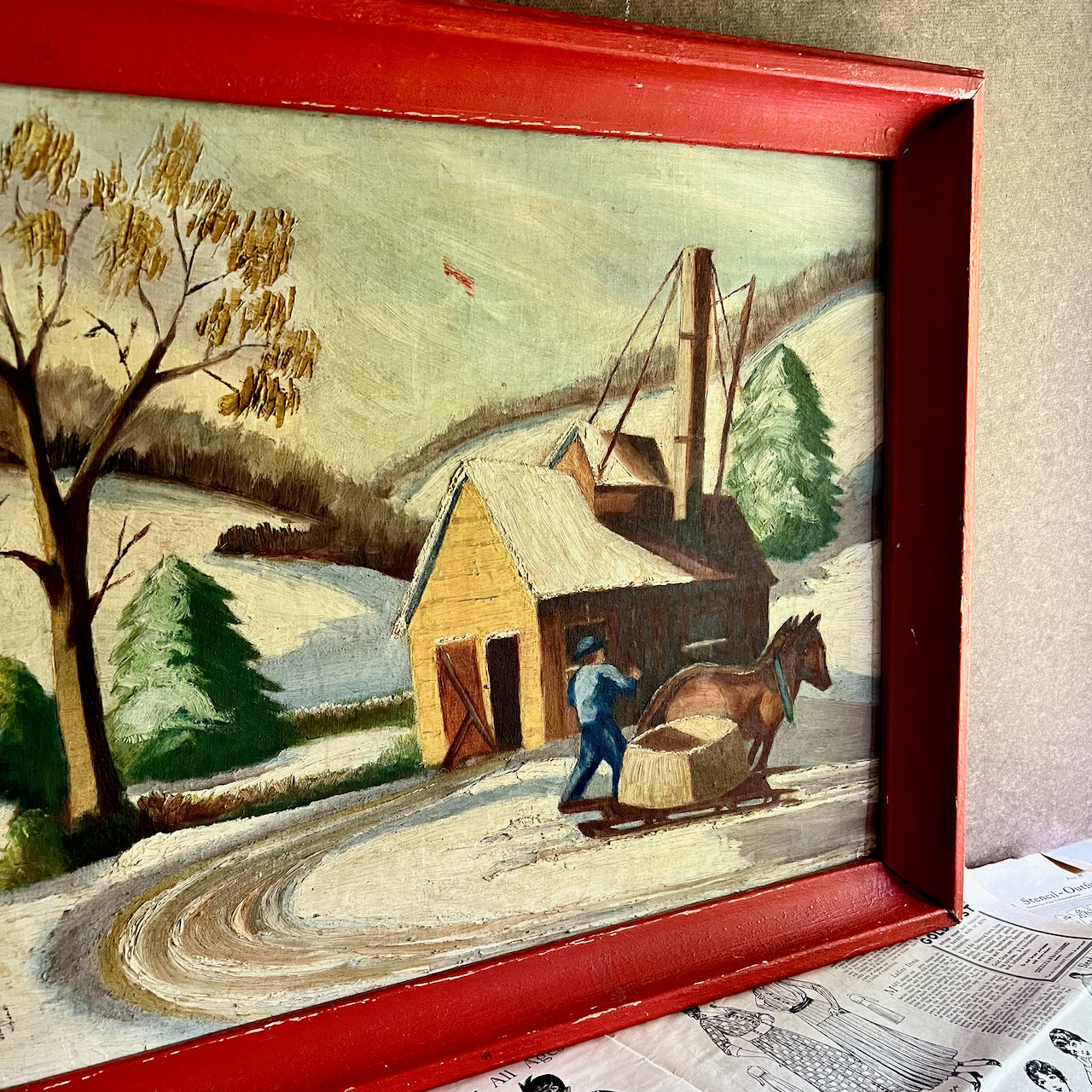 'The Safs House' Folk Art Painting with Red Frame (c.1957)