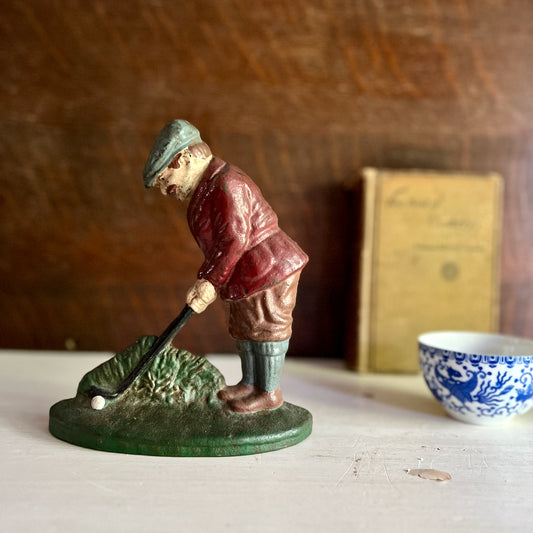 Vintage Golfer Cast Iron Door Stop