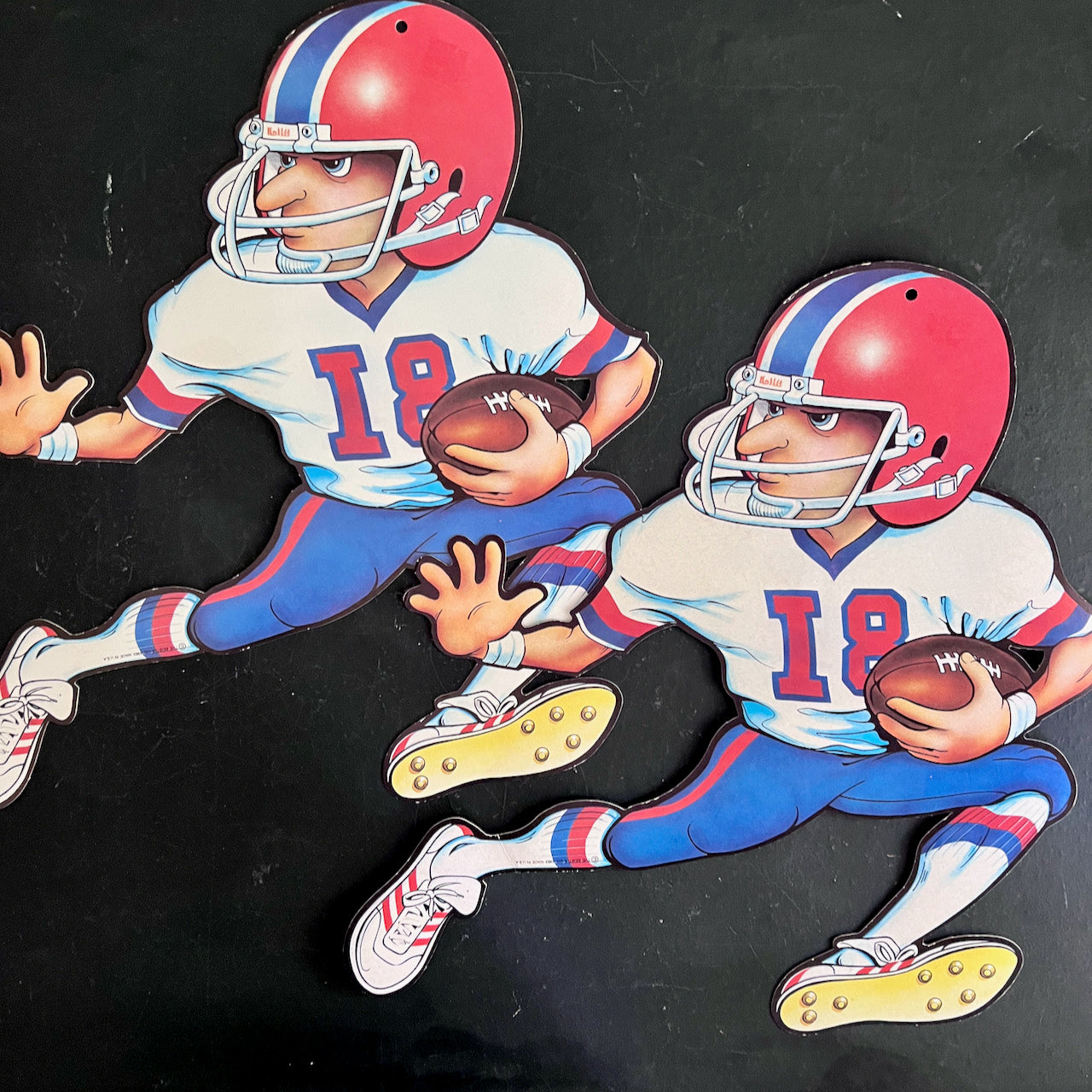 1980s Football Player Cut Outs, Set of Seven