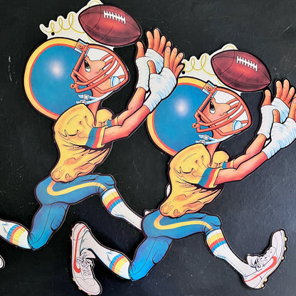 1980s Football Player Cut Outs, Set of Seven