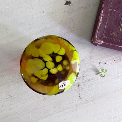 1970s Retro Mod Amber Art Glass Mushroom