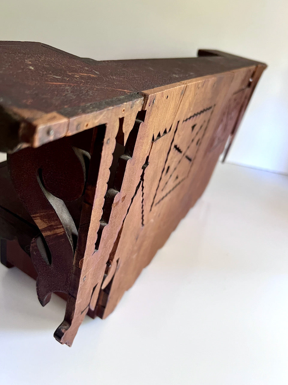 Early Bench Made Wooden Wall Shelf with Box (c.1800s)