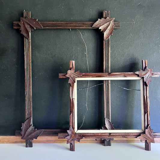 Pair of Hand Carved Adirondack Wooden Frames