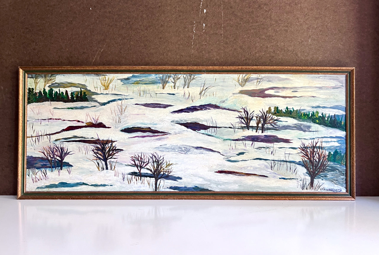 Naive Art Painting of Melting Snow Landscape