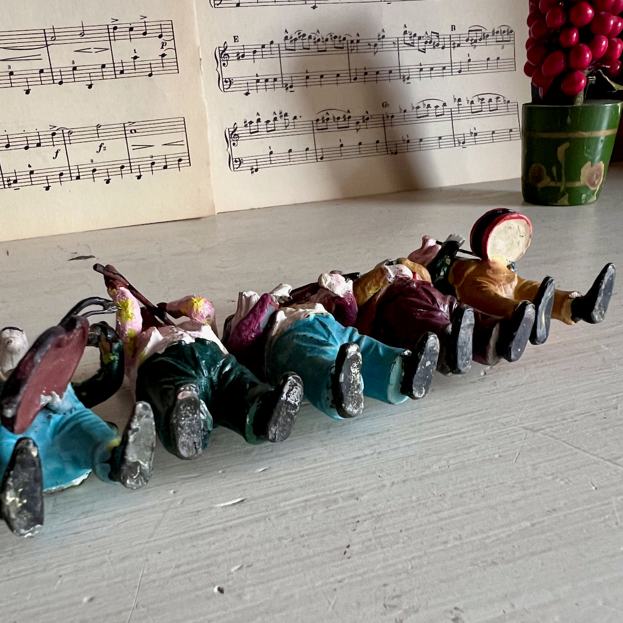 Early Hand Painted Cast Metal Animal Band