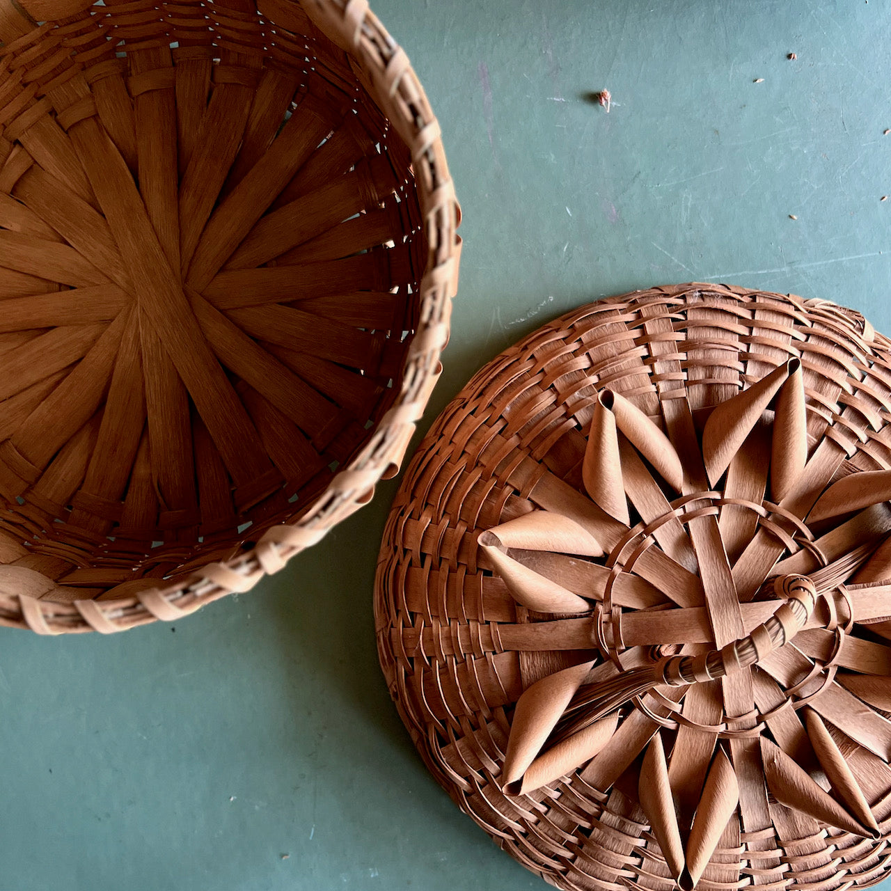 Northeast Woodland Native American Curly Weave Bowl Basket