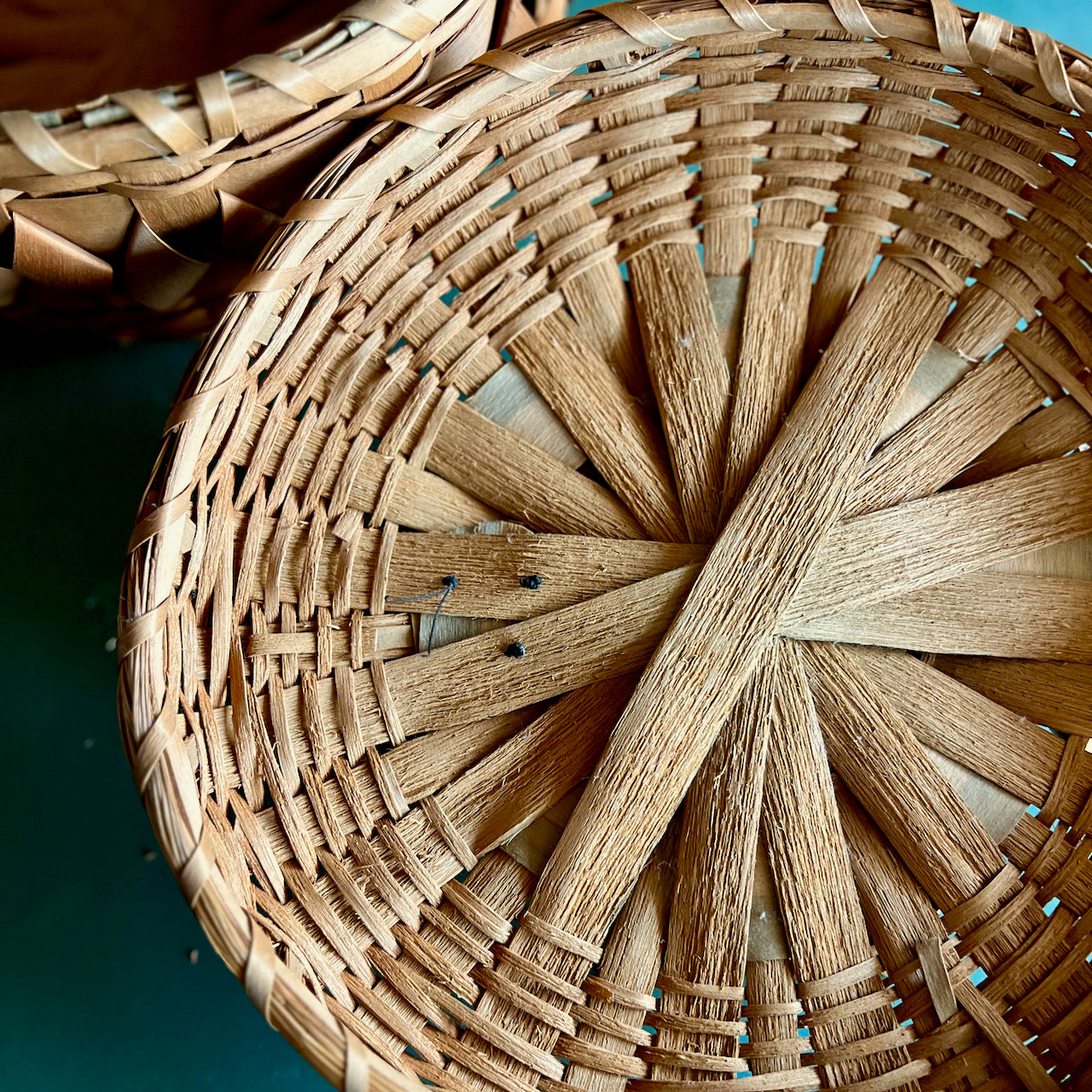 Northeast Woodland Native American Curly Weave Bowl Basket