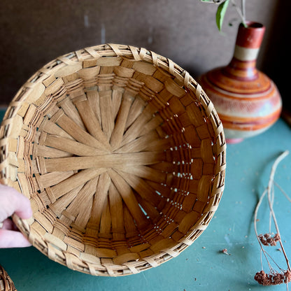 Northeast Woodland Native American Curly Weave Bowl Basket