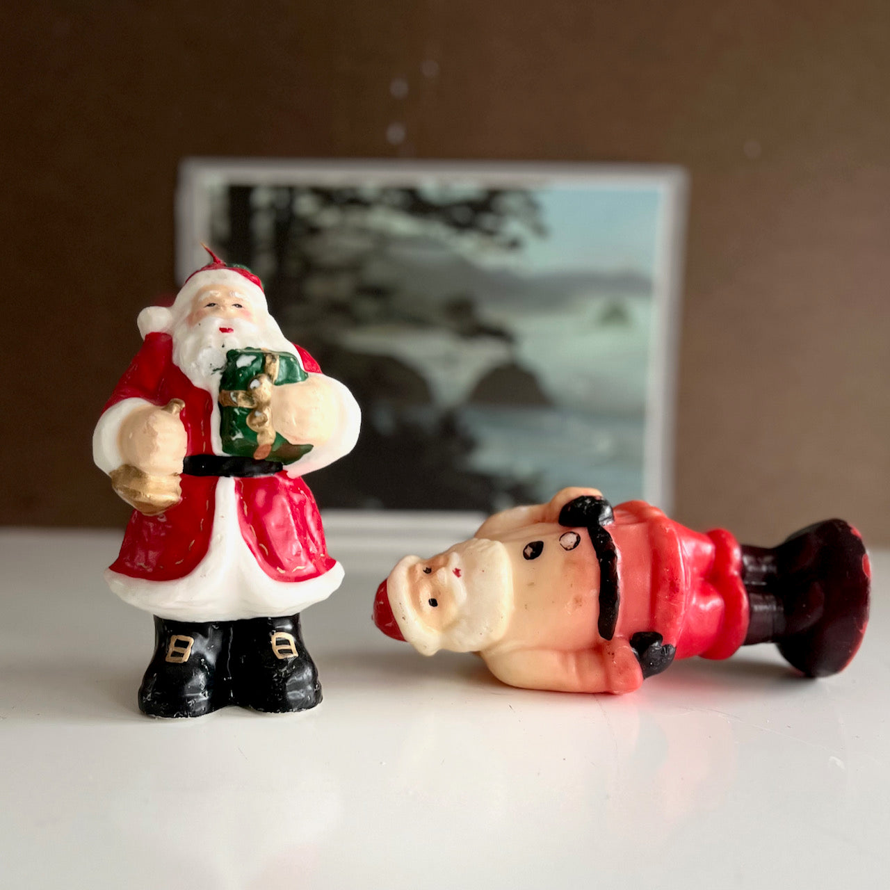 Pair of Vintage Santa Claus Candles