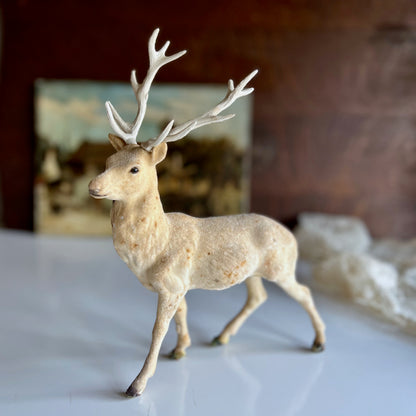 Vintage Flocked Reindeer or Stag Christmas Figure