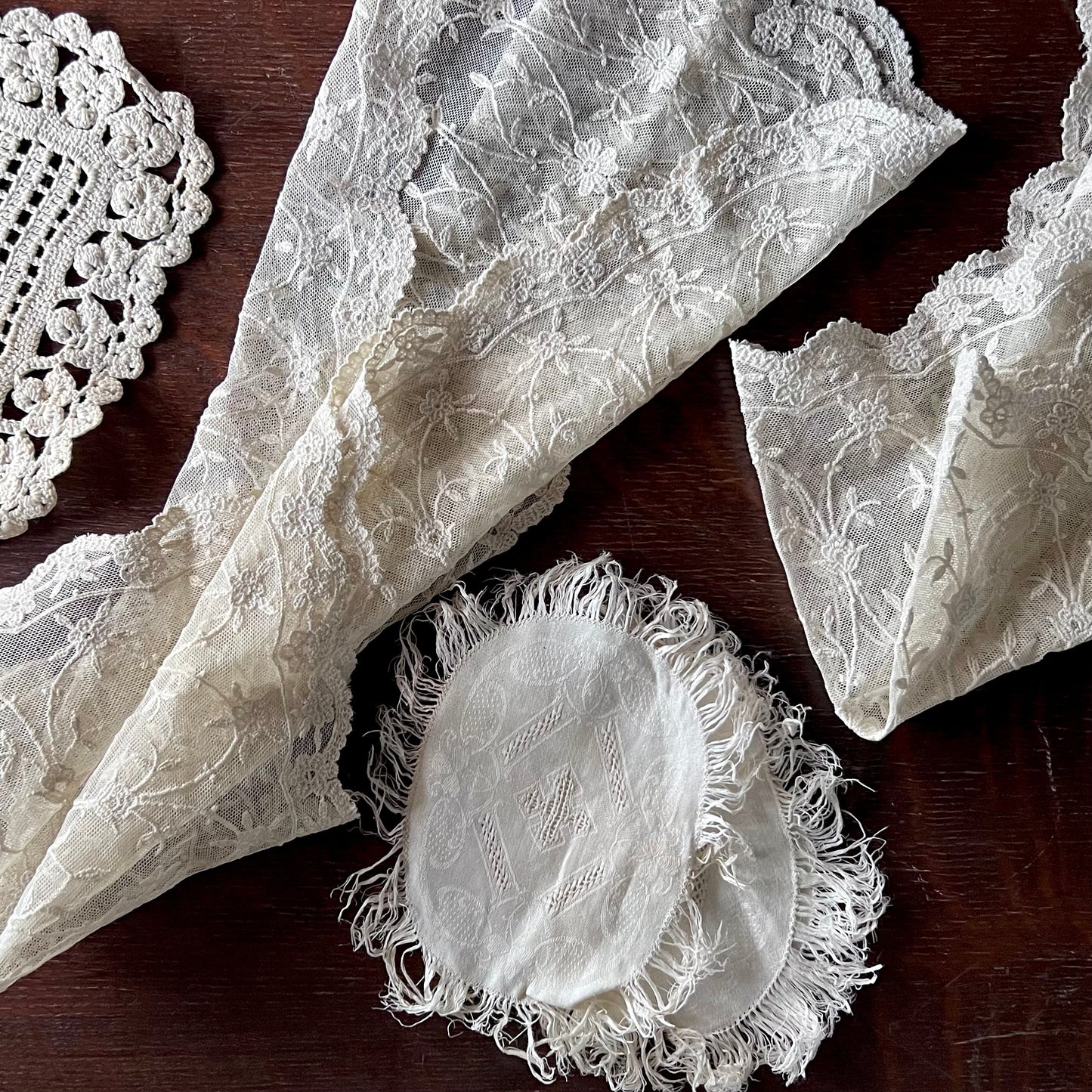 Vintage Lace Dresser Scarves or Runner Plus Other Handmade Pieces