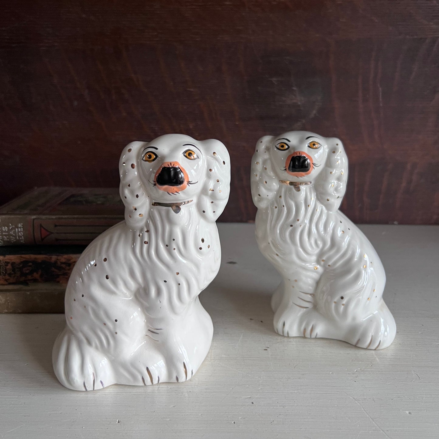 Vintage Porcelain Mantle Staffordshire Spaniels