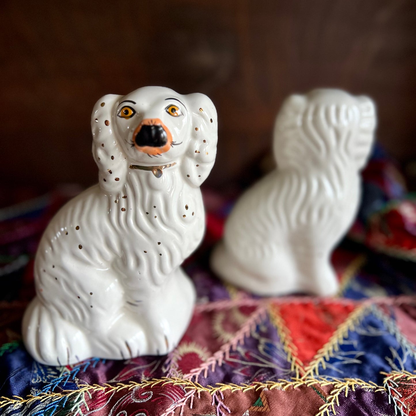 Vintage Porcelain Mantle Staffordshire Spaniels